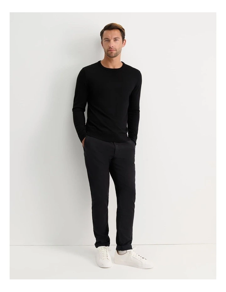 Merino Crew Neck Knit in Black image 3