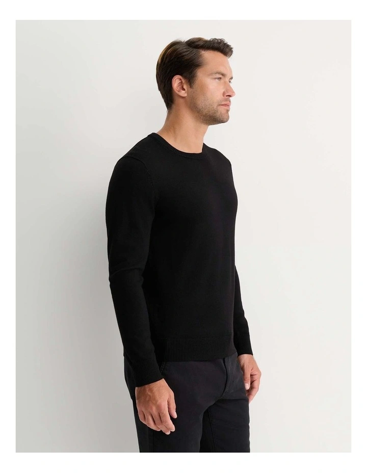 Merino Crew Neck Knit in Black image 4