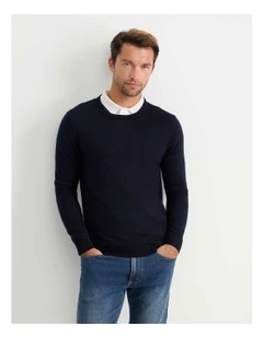 Merino Crew Neck Knit in Blue