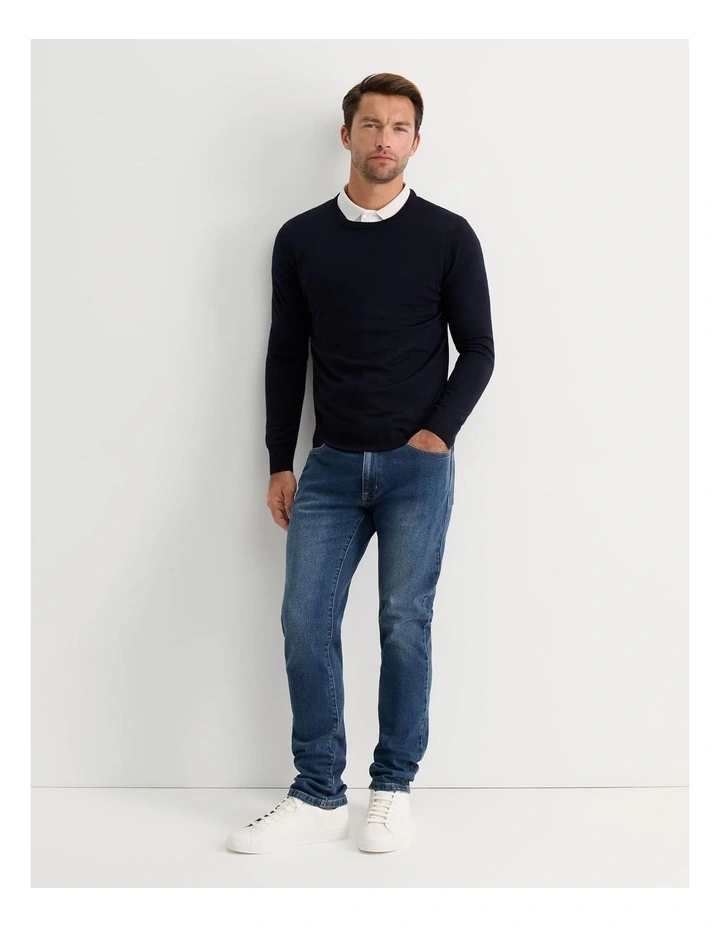 Merino Crew Neck Knit in Blue image 3