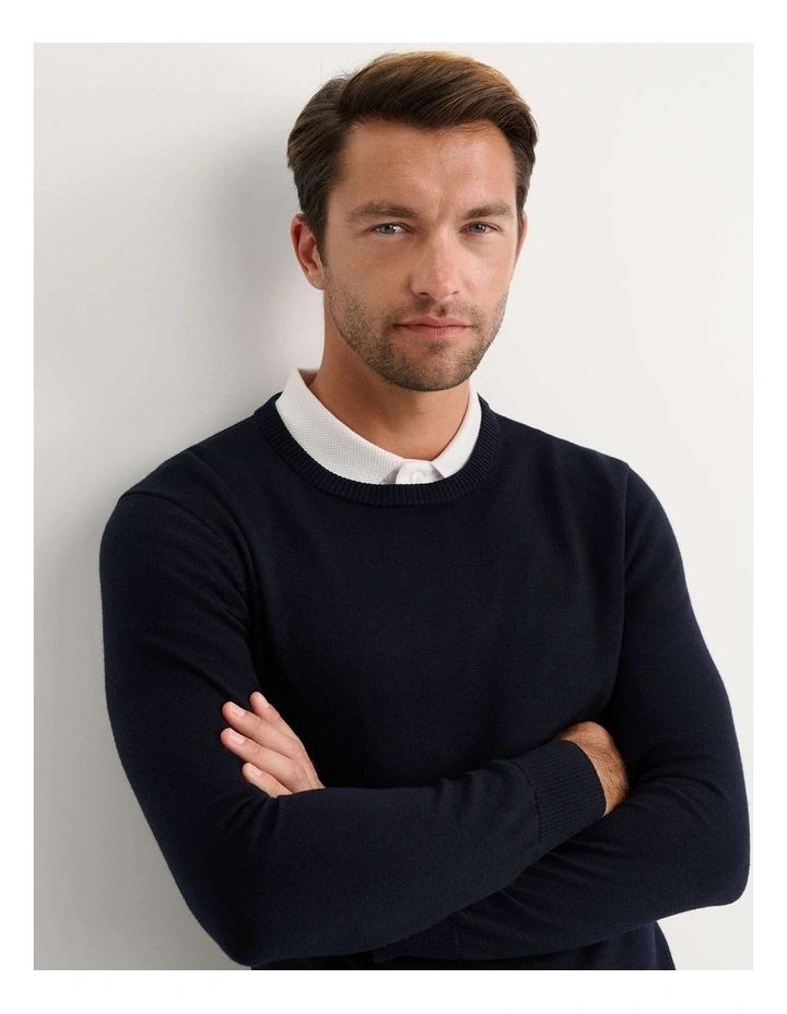 Merino Crew Neck Knit in Blue image 5