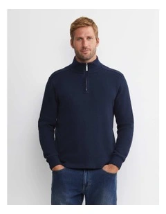 Quarter Zip Sweat in Blue