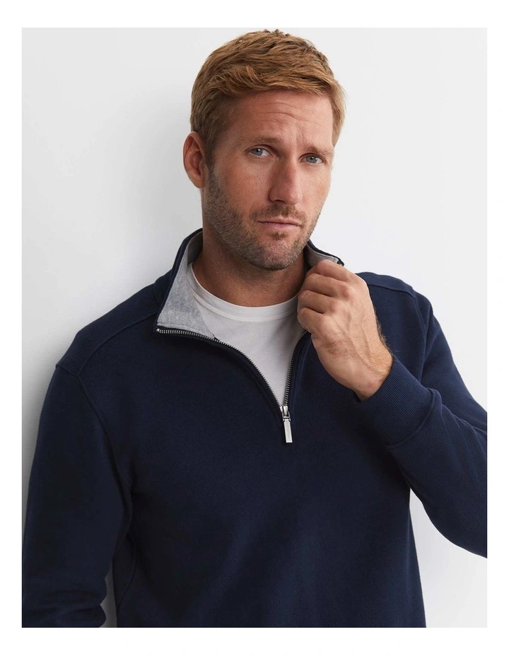 Quarter Zip Sweat in Blue image 3