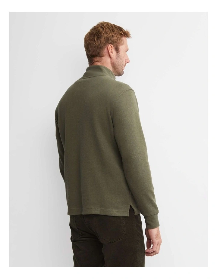 Quarter Zip Sweat Top in Khaki image 2