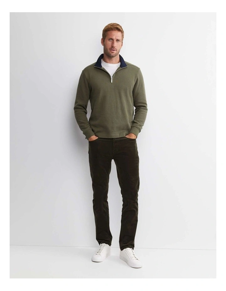 Quarter Zip Sweat Top in Khaki image 4