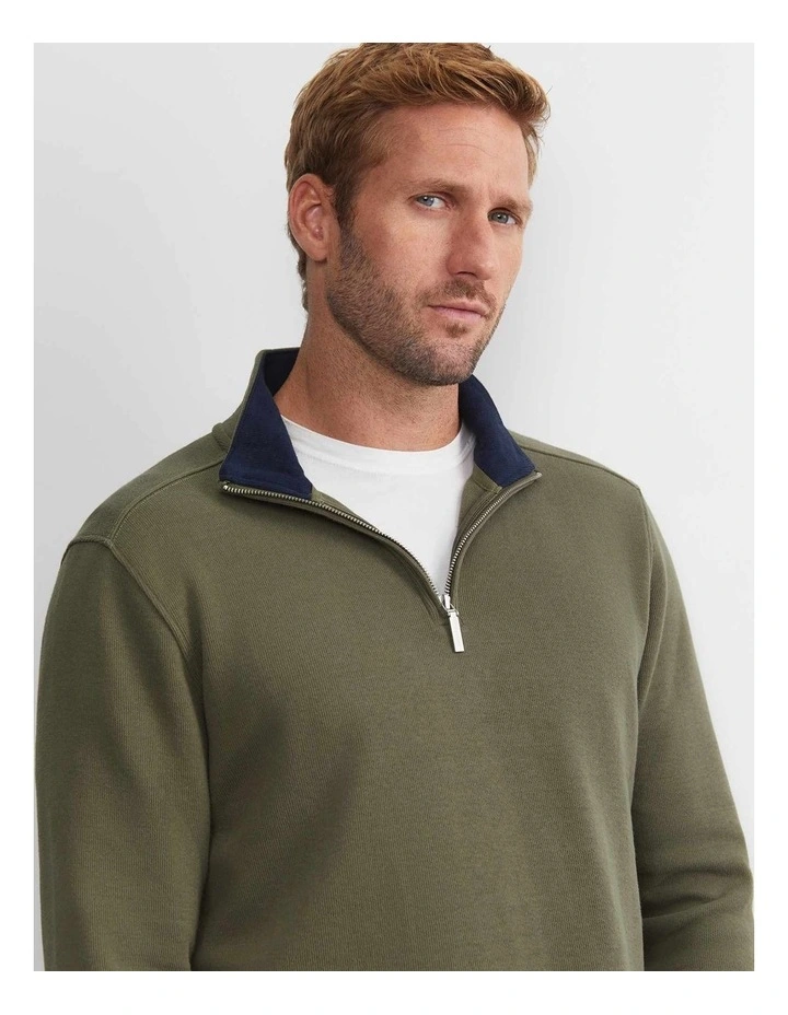 Quarter Zip Sweat Top in Khaki image 7
