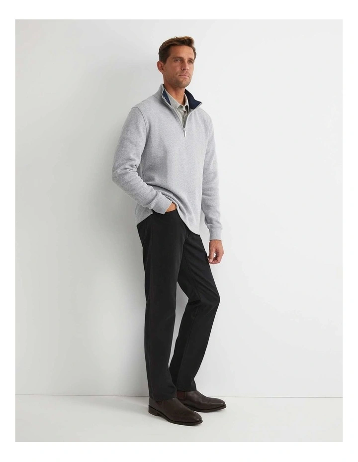 Quarter Zip Sweat Top in Grey Melange image 2