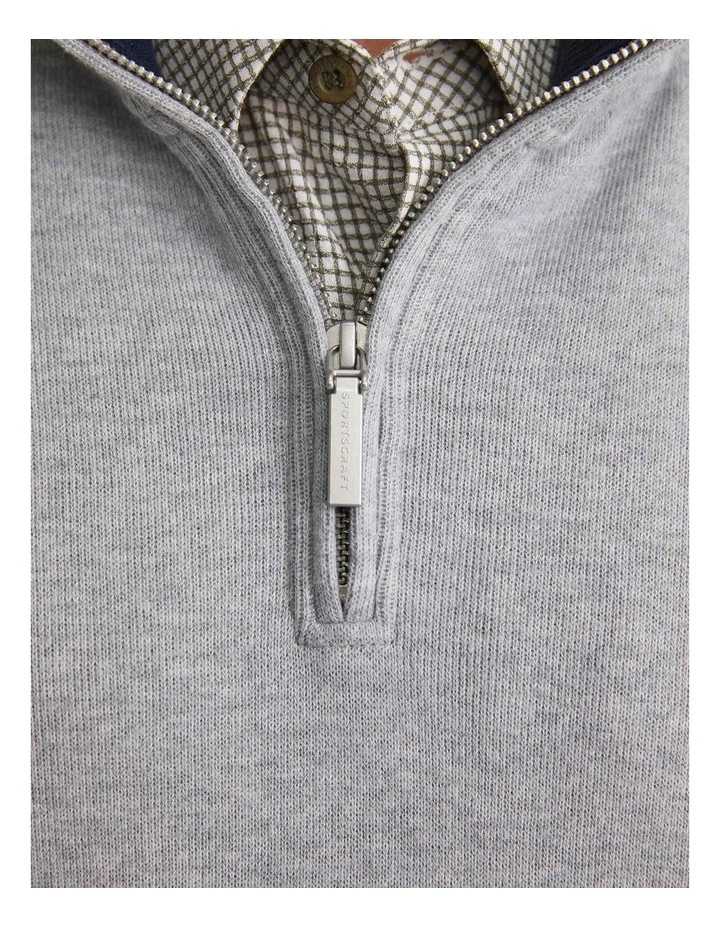 Quarter Zip Sweat Top in Grey Melange image 5