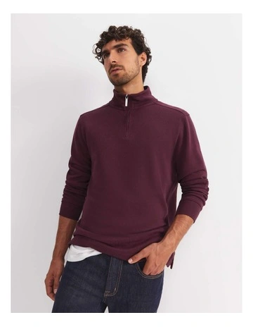 Quarter Zip Sweat Top in Red