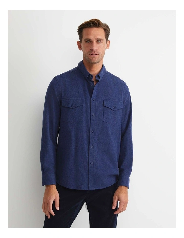 Jarron Long Sleeve Shirt in Navy Melange image 2