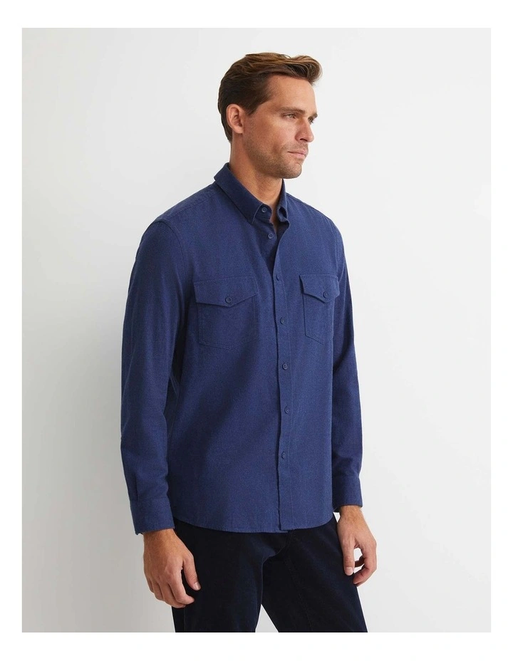 Jarron Long Sleeve Shirt in Navy Melange image 3