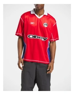 Obey Jersey Tops In Vector Red