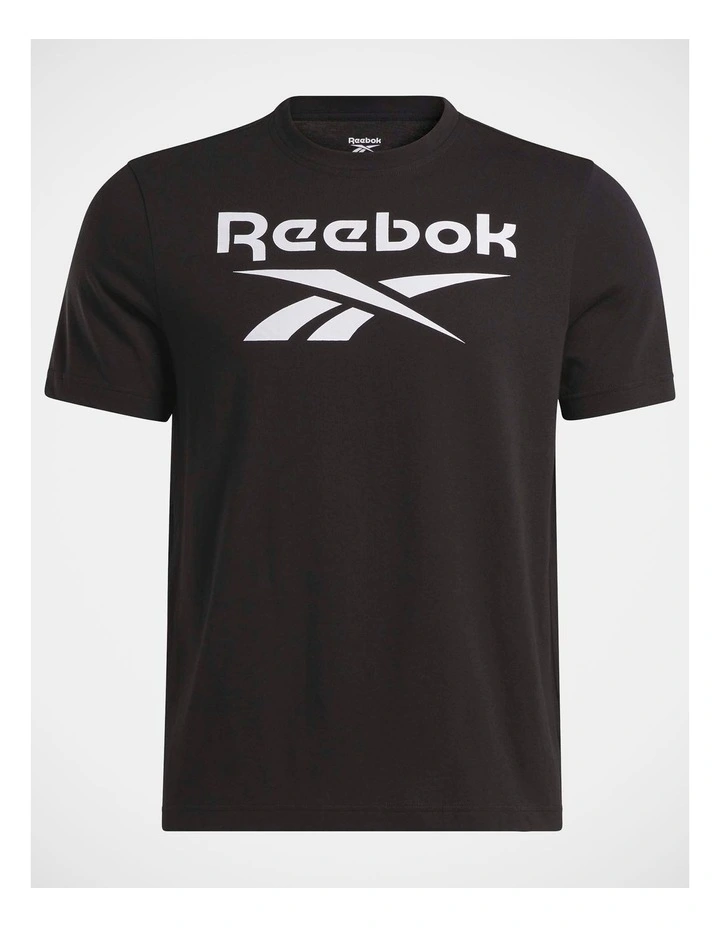 Reebok Id Stacked Logo T- Shirt in Black image 4