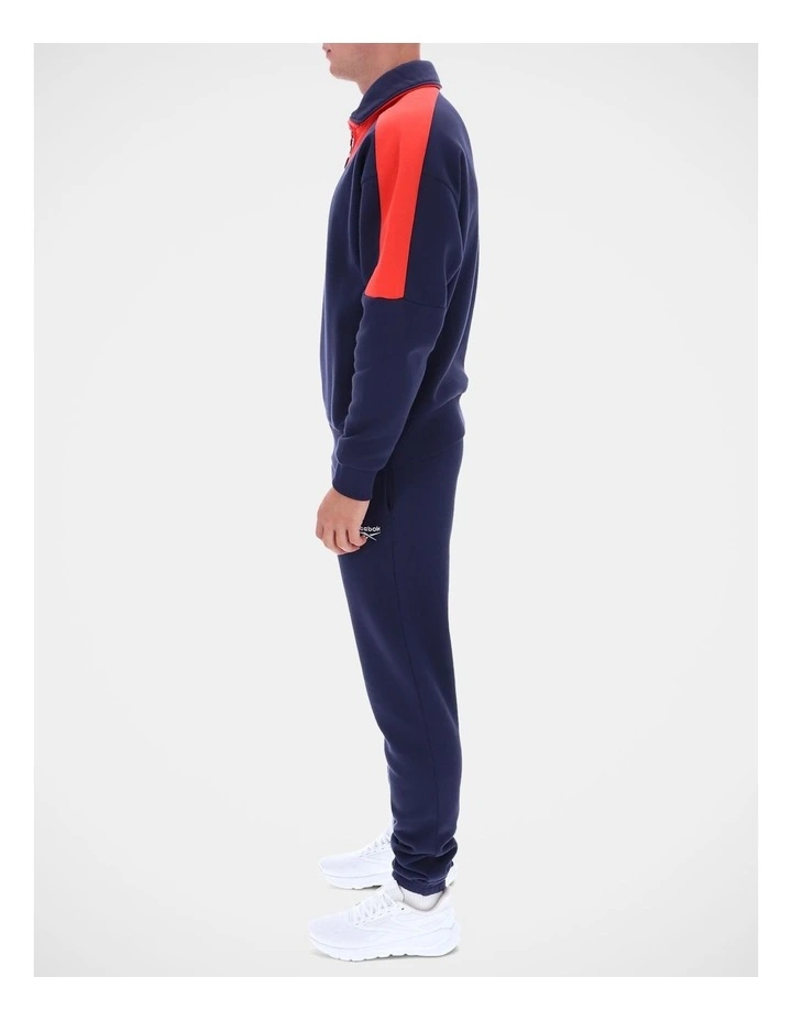 Printed Fleece Jogger in Vector Navy image 3