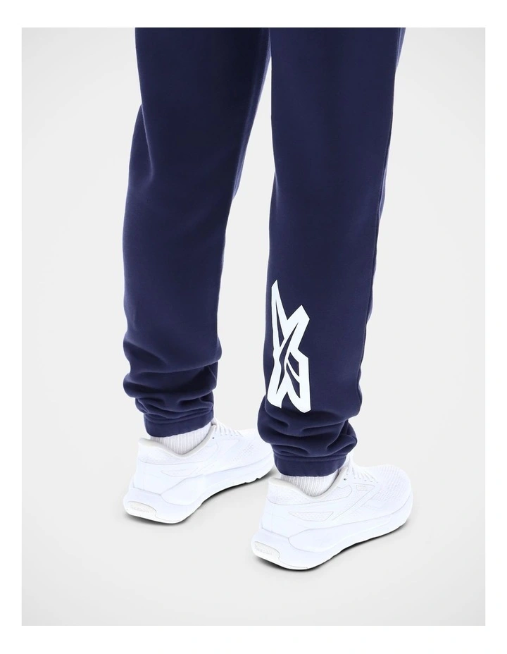 Printed Fleece Jogger in Vector Navy image 4