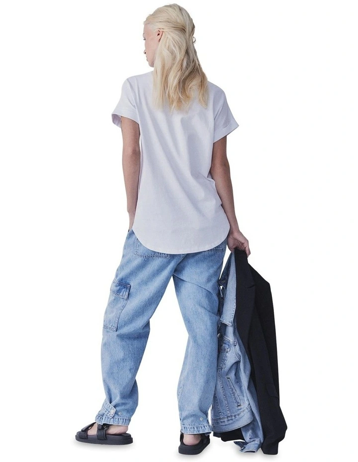 D-Luxe Embroidered Logo Tee in White image 2