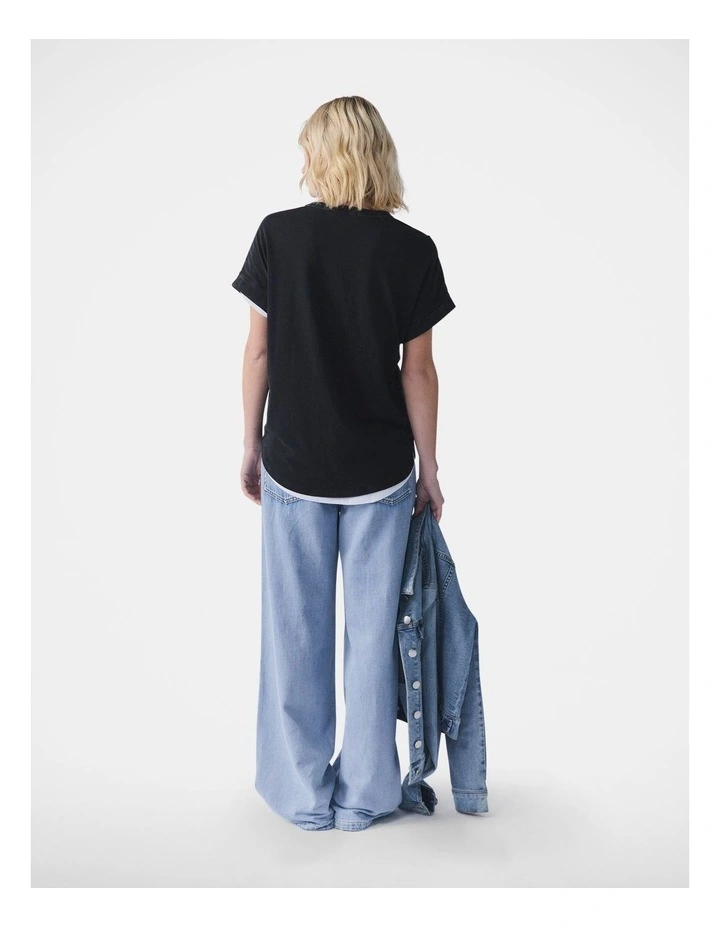 D-Luxe Half Moon Tonal Tee in Washed Black image 2