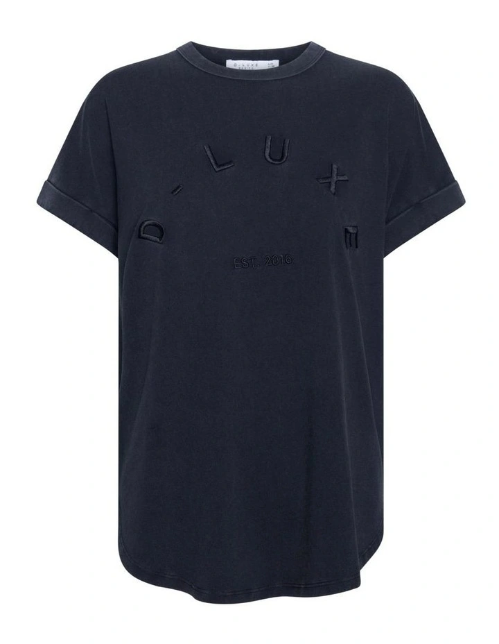 D-Luxe Half Moon Tonal Tee in Washed Black image 4
