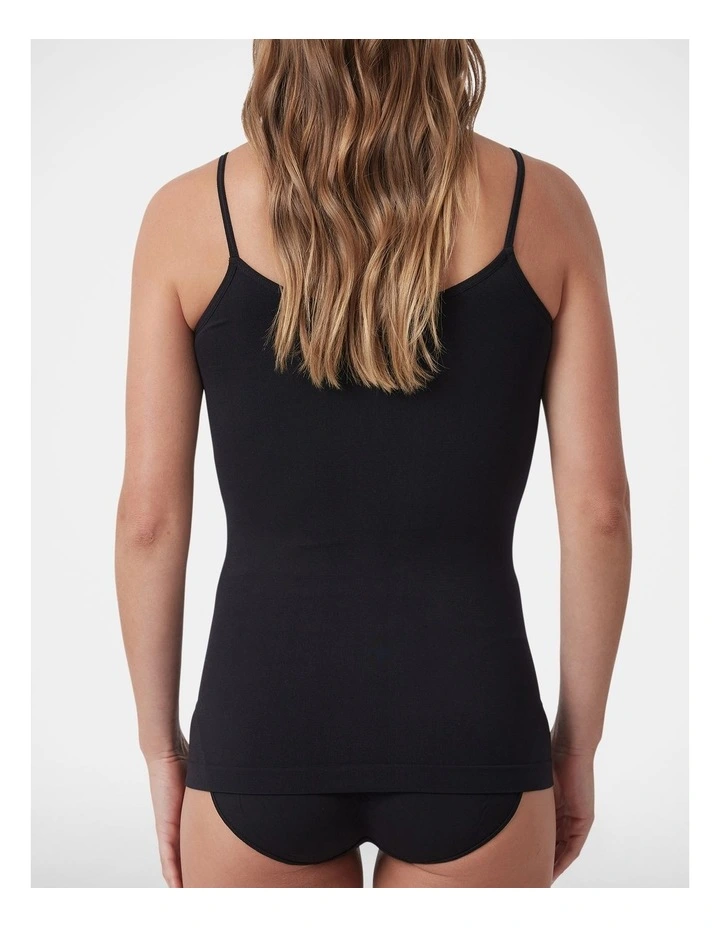 Seamless Thin Strap Tank in Black image 2
