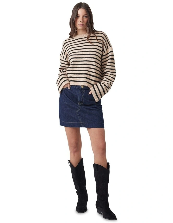Avery Cropped Knit Jumper in Beige image 1