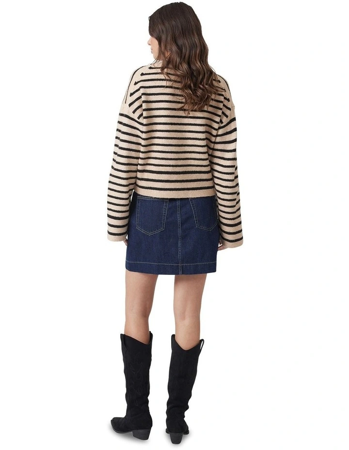 Avery Cropped Knit Jumper in Beige image 3