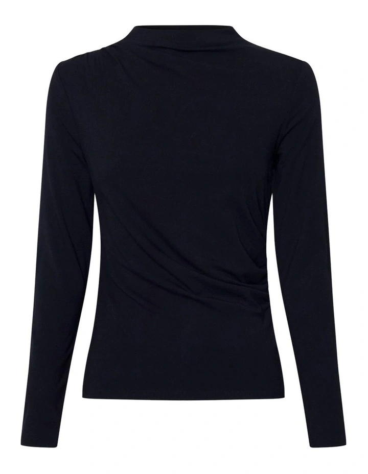 Marissa Ruched Long Sleeve Top in Black image 4