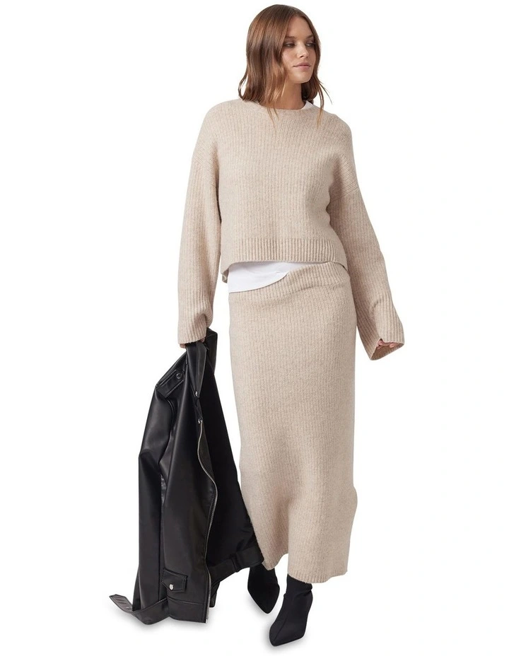 Mina Cropped Knit Top in Beige image 1