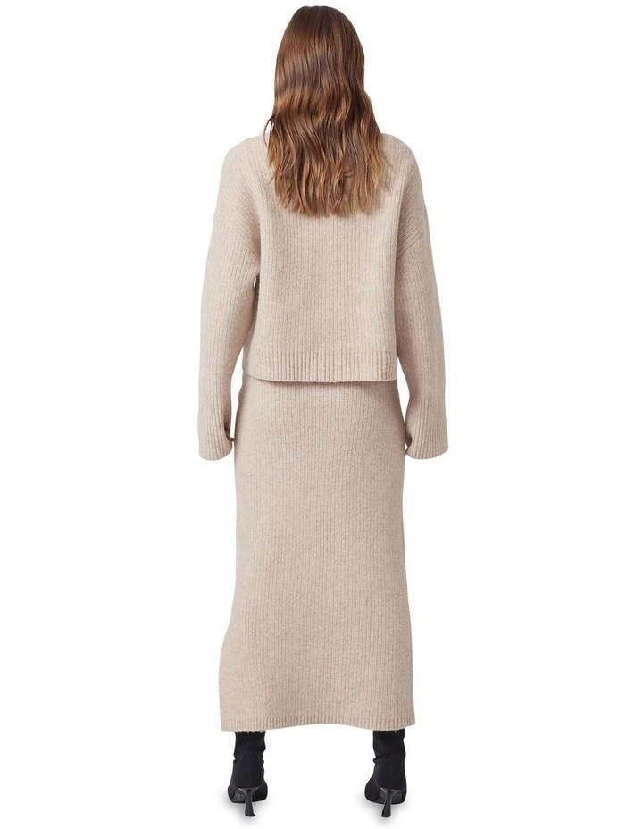 Mina Cropped Knit Top in Beige image 3