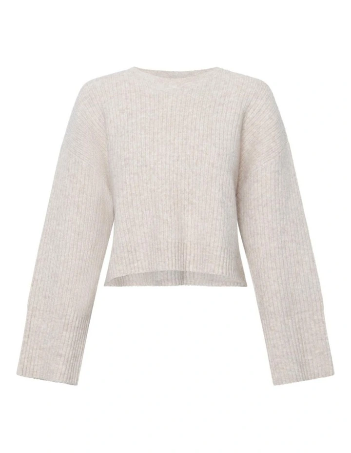 Mina Cropped Knit Top in Beige image 4
