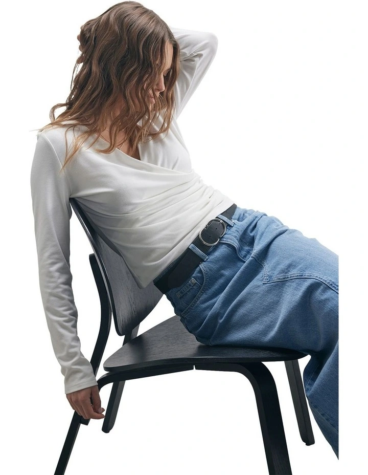 Juliet Gathered Wrap Top in White image 1