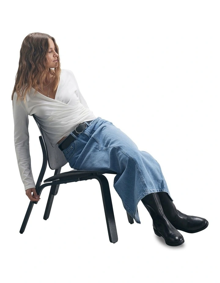 Juliet Gathered Wrap Top in White image 2