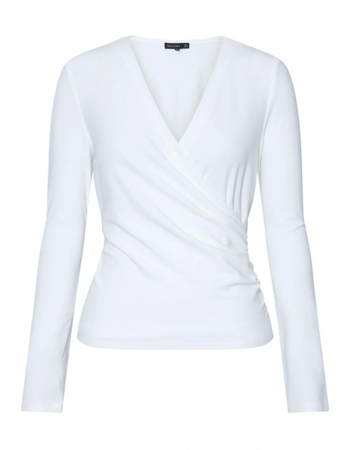 Juliet Gathered Wrap Top in White image 4