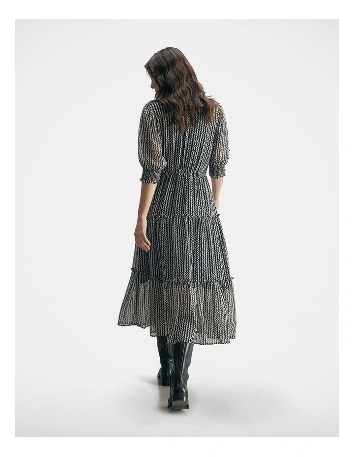 Santina Tiered Midi Dress in Zig Zag Stripe image 2