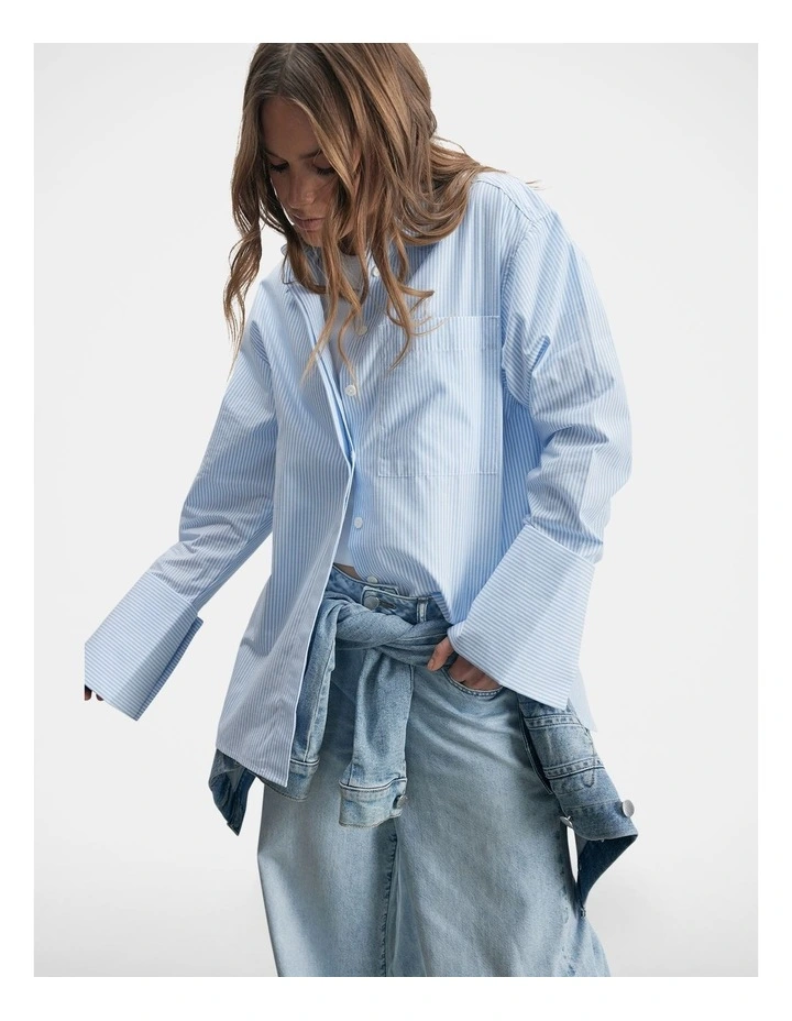 Alice Cotton Shirt in Blue Stripe image 3