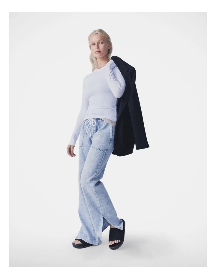 D-Luxe Bamboo Crew Neck Top in Bright White image 1