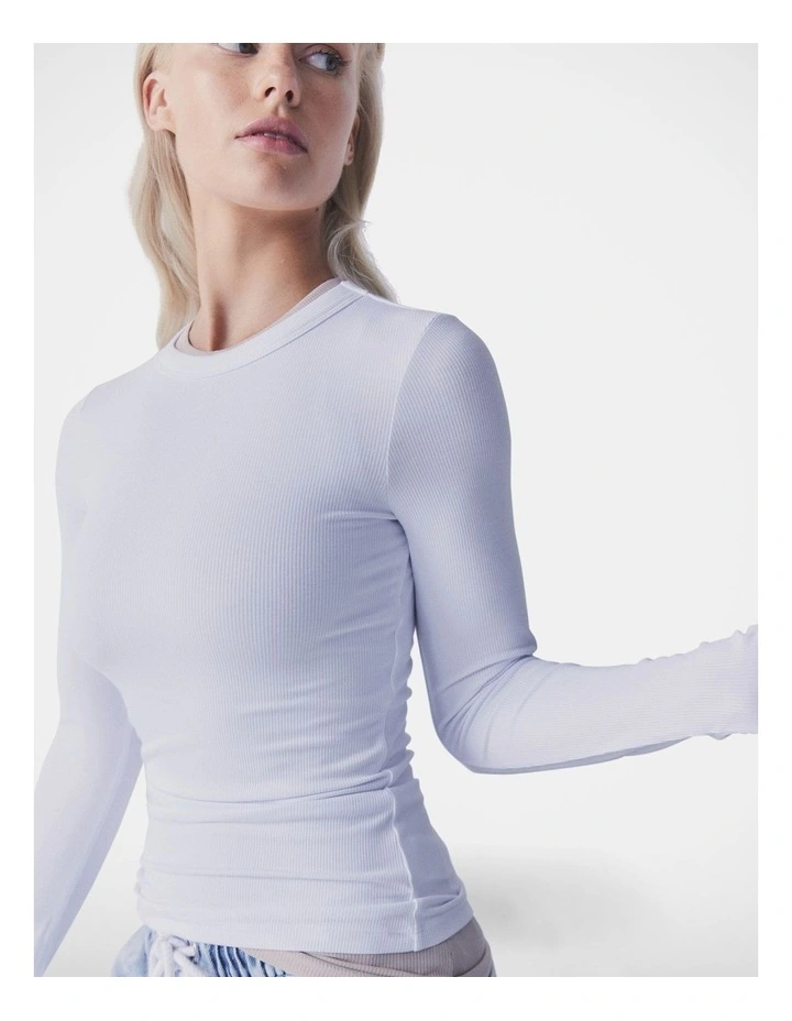 D-Luxe Bamboo Crew Neck Top in Bright White image 3