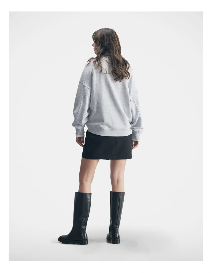 Paris Text Sweat Top in Light Grey Marle image 2