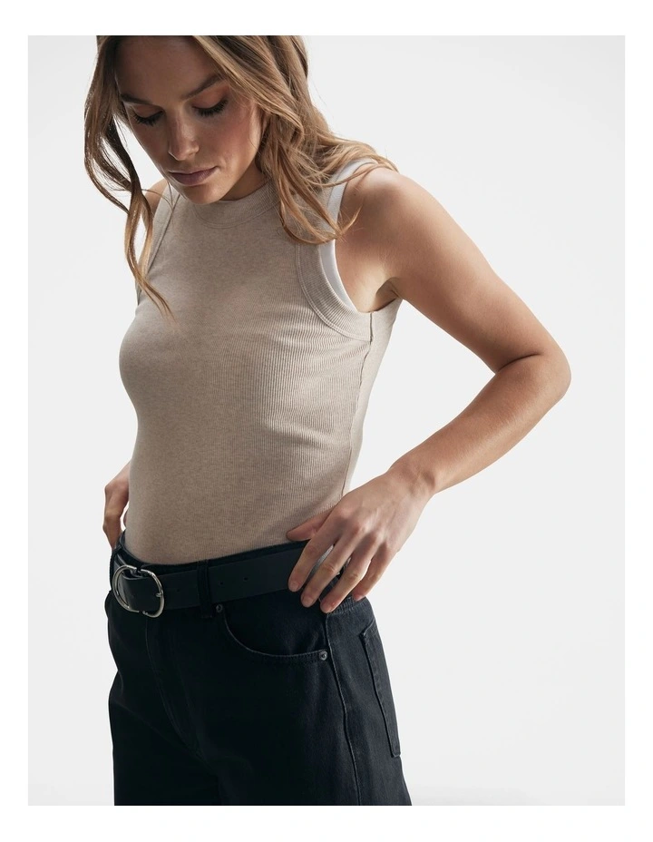 Rosalie Rib Tank in Coconut Marle image 4
