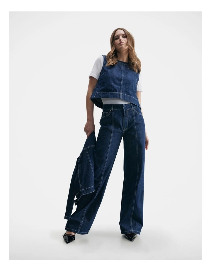 Paisley Denim Top in Blue image 1