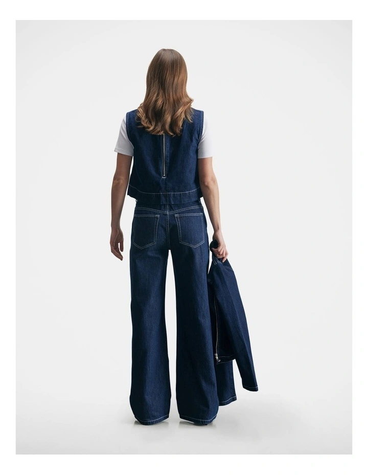 Paisley Denim Top in Blue image 2