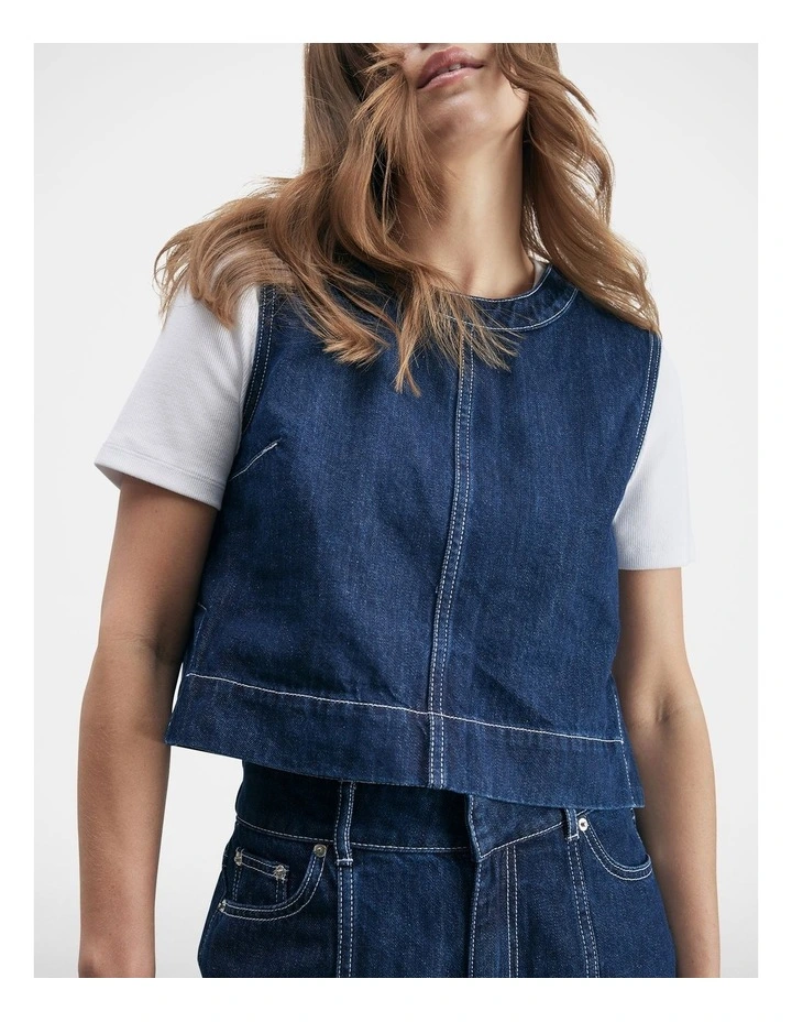 Paisley Denim Top in Blue image 3