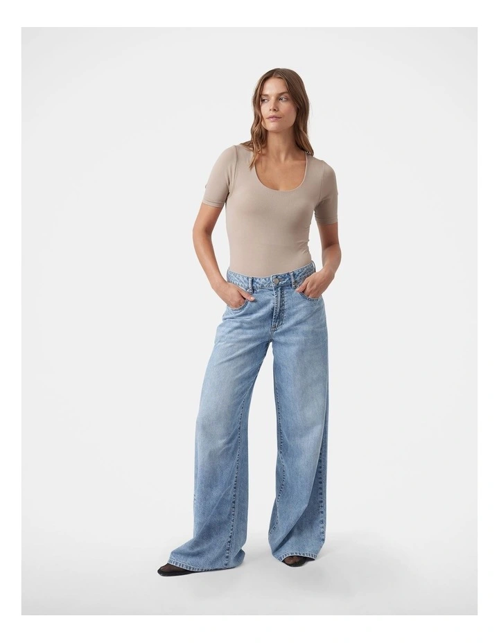 Seamless Short Sleeve Bodysuit in Oyster image 1