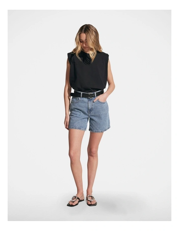 Emery Shoulder Pad Tank in Black image 1