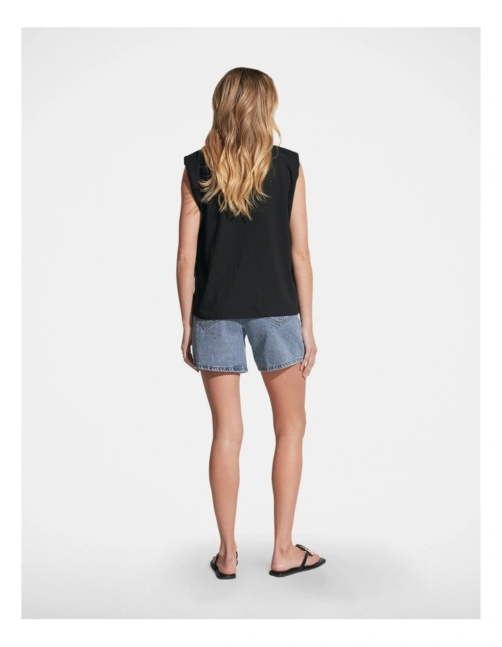 Emery Shoulder Pad Tank in Black image 2