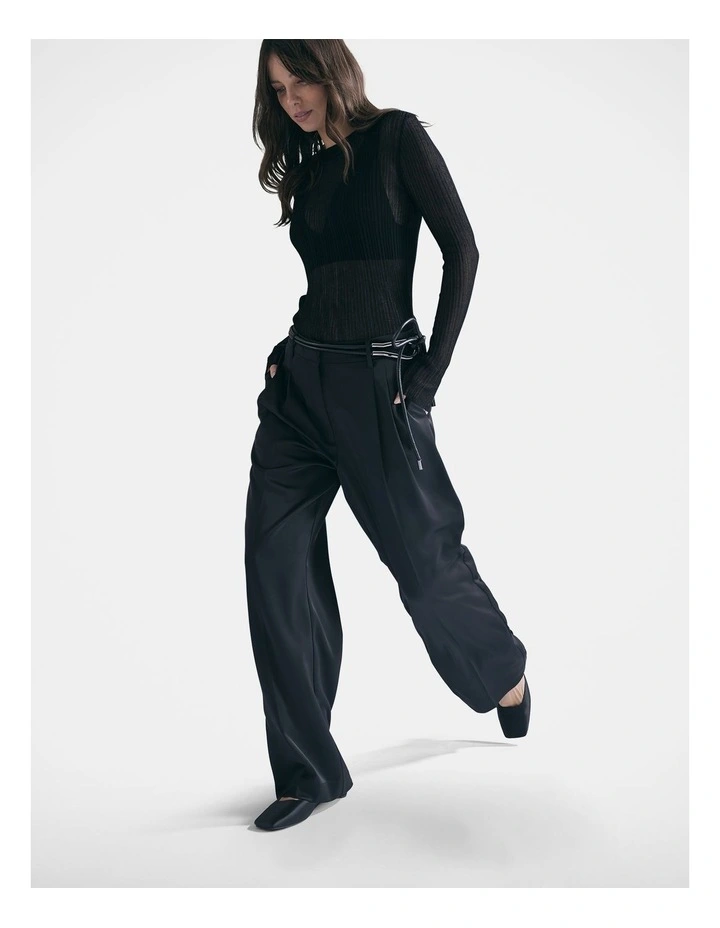 Alex Satin Tailored Pant in Black image 1
