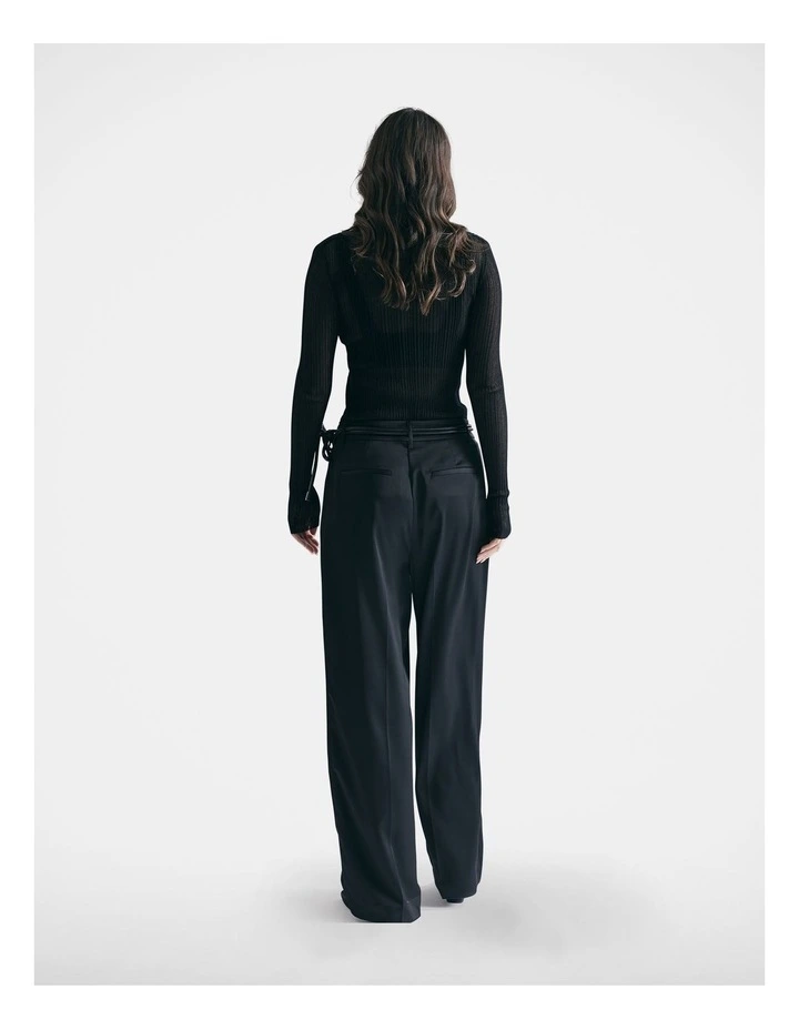 Alex Satin Tailored Pant in Black image 2