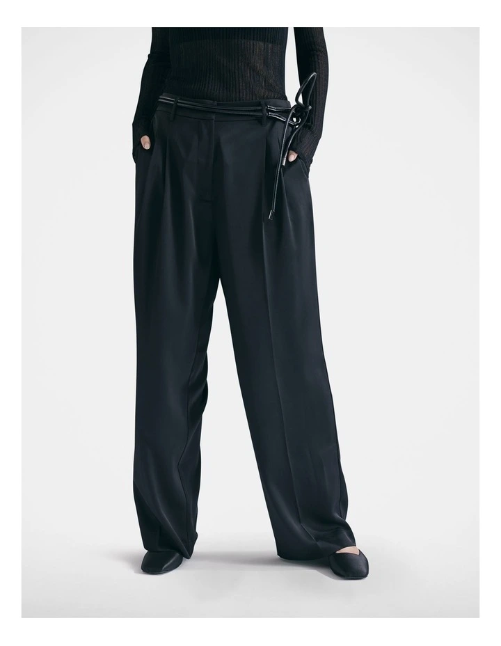 Alex Satin Tailored Pant in Black image 3