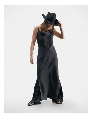 Clover Textured Maxi Dress in Black