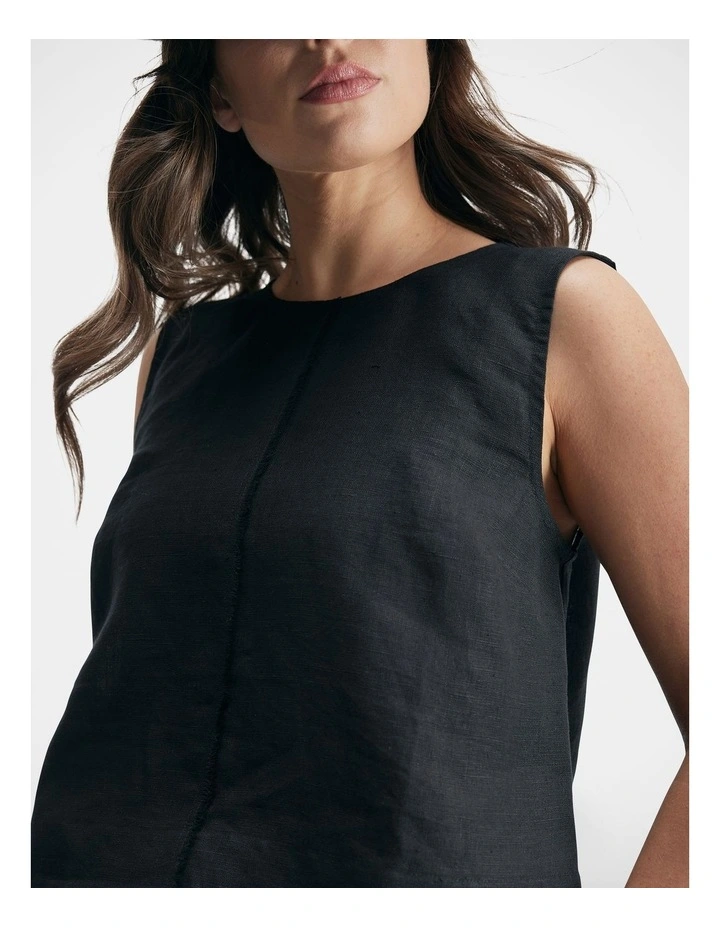 Shannon Linen Top in Black image 3