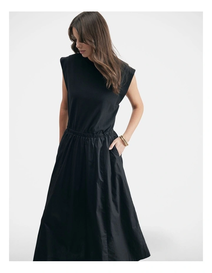 Jay Contrast Midi Dress in Black image 1